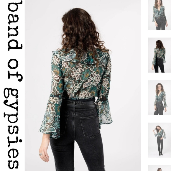 BONNIE EMERALD FLORAL LONG SLEEVE BODYSUIT - Picture 3 of 4